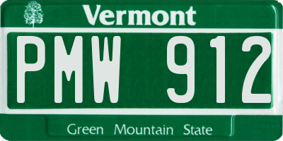 VT license plate PMW912