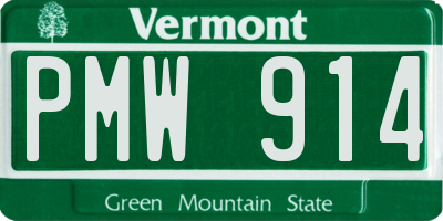 VT license plate PMW914