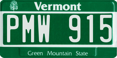 VT license plate PMW915