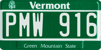VT license plate PMW916