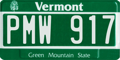 VT license plate PMW917