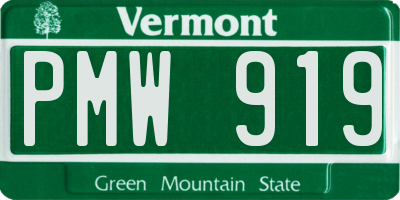 VT license plate PMW919