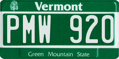 VT license plate PMW920