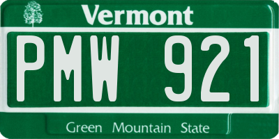 VT license plate PMW921