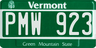 VT license plate PMW923