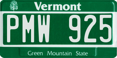 VT license plate PMW925