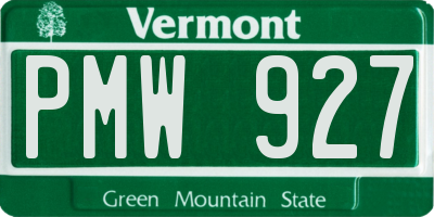 VT license plate PMW927
