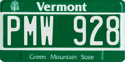 VT license plate PMW928