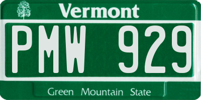 VT license plate PMW929