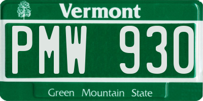 VT license plate PMW930