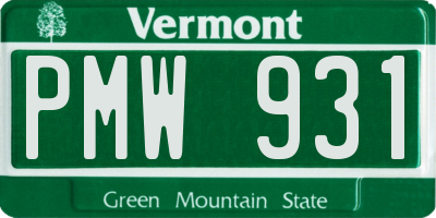 VT license plate PMW931
