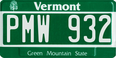 VT license plate PMW932