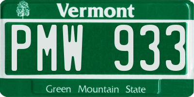 VT license plate PMW933