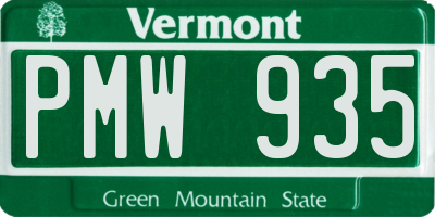 VT license plate PMW935