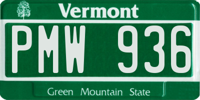 VT license plate PMW936