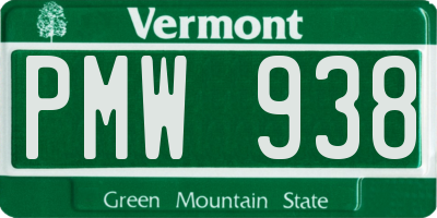 VT license plate PMW938