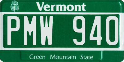 VT license plate PMW940