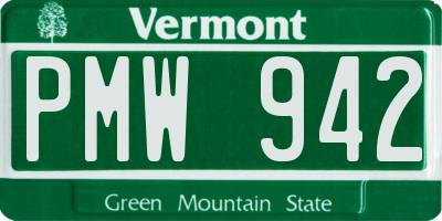 VT license plate PMW942