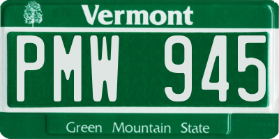 VT license plate PMW945