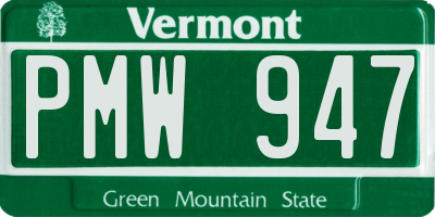 VT license plate PMW947