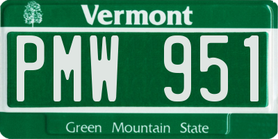 VT license plate PMW951