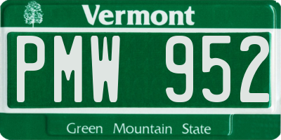 VT license plate PMW952