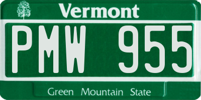 VT license plate PMW955