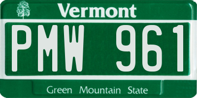 VT license plate PMW961
