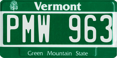 VT license plate PMW963
