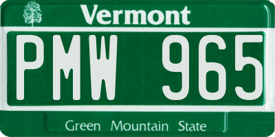 VT license plate PMW965