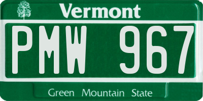 VT license plate PMW967