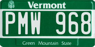VT license plate PMW968