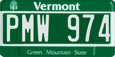 VT license plate PMW974