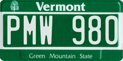 VT license plate PMW980