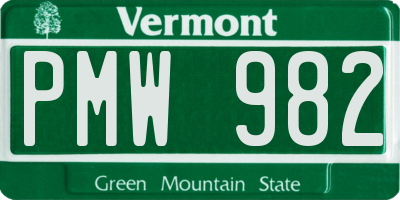 VT license plate PMW982