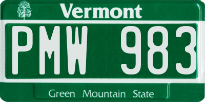 VT license plate PMW983