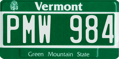 VT license plate PMW984