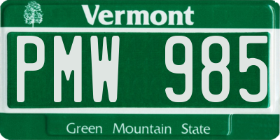 VT license plate PMW985