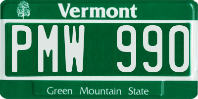 VT license plate PMW990
