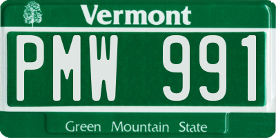 VT license plate PMW991