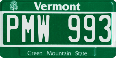 VT license plate PMW993