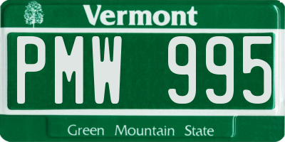 VT license plate PMW995