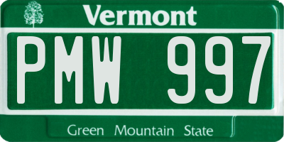 VT license plate PMW997
