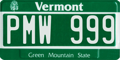 VT license plate PMW999