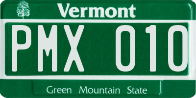 VT license plate PMX010