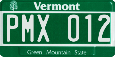 VT license plate PMX012