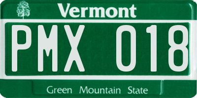 VT license plate PMX018