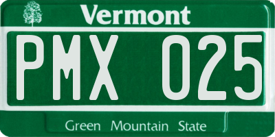 VT license plate PMX025