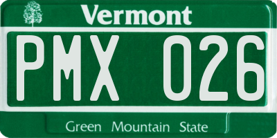 VT license plate PMX026