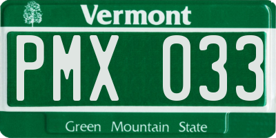 VT license plate PMX033